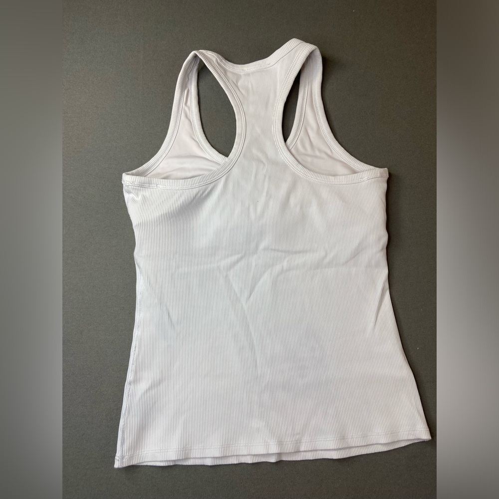 ALL ACCESS White Ribbed‎ Racerback Tank with shelf bra Size Large - Picture 2 of 6